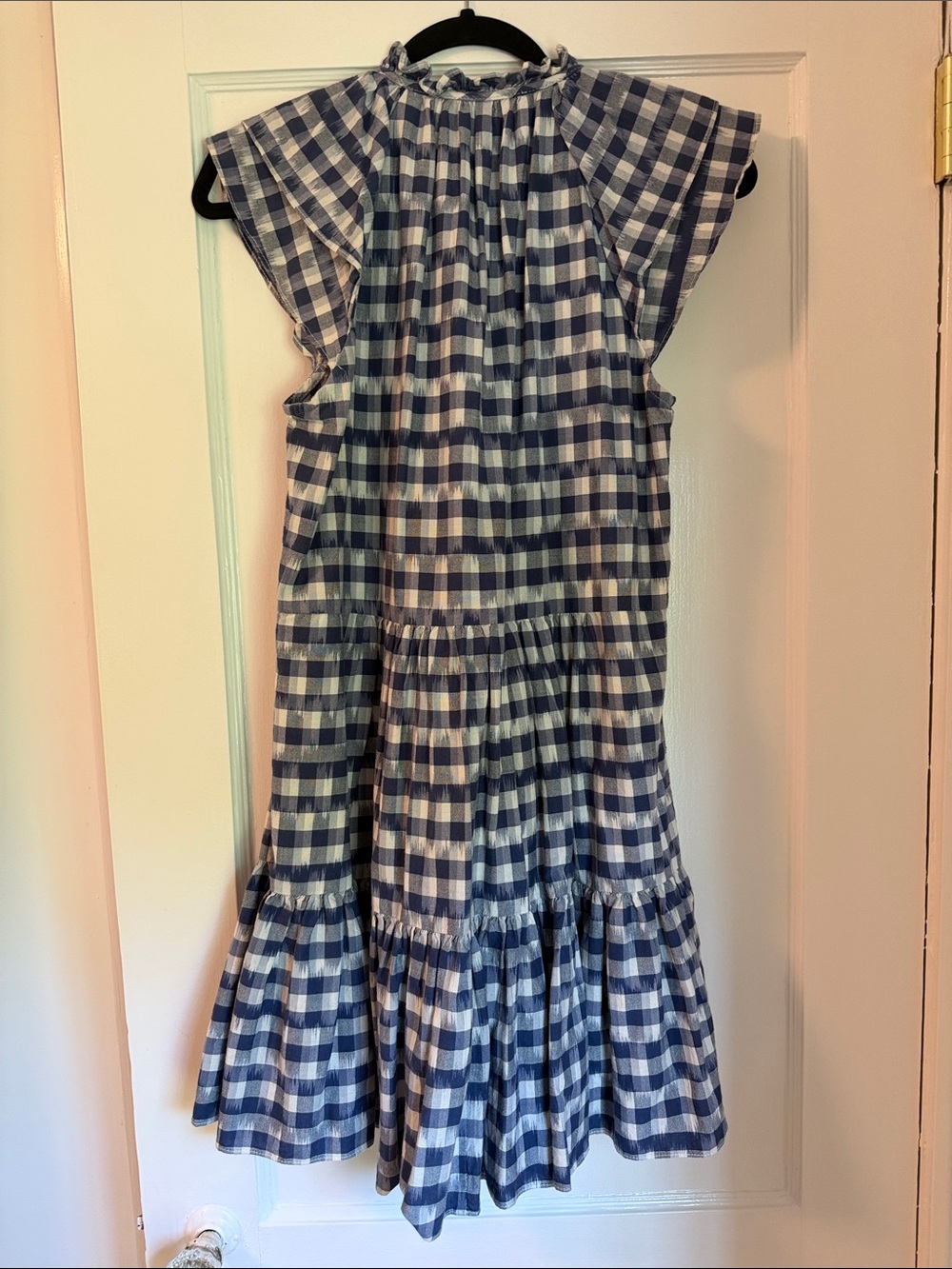 Veronica Beard Blue and White Gingham Ruffle Tiered Dress - Picture 2 of 2